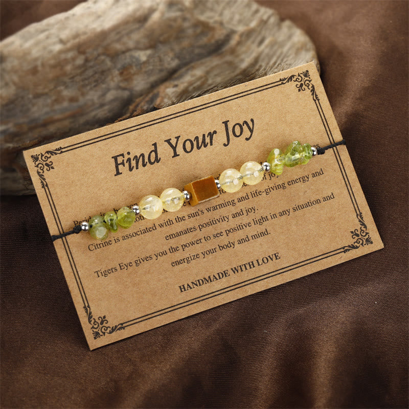 KarmaRipple's Find Your Joy Peridot Citrine Tiger Eye Peace Rope Bracelet p3