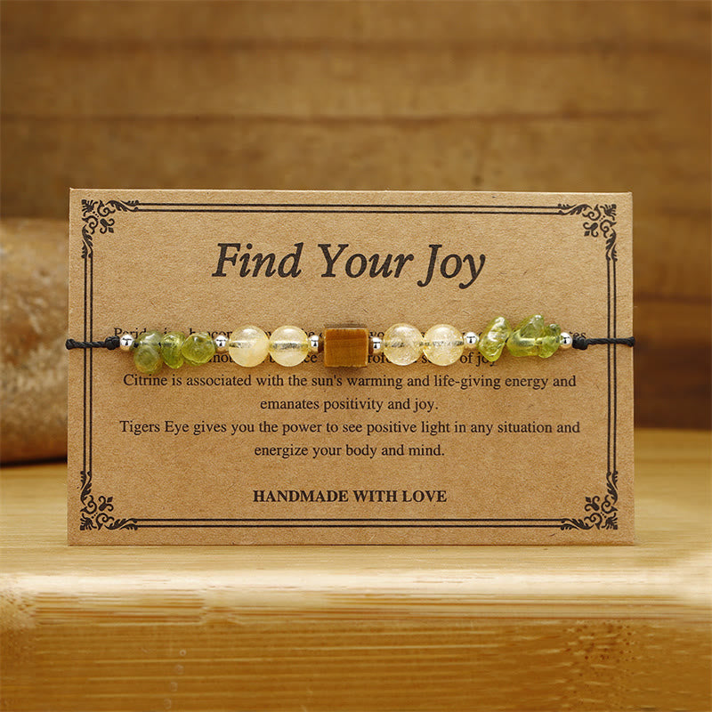 KarmaRipple's Find Your Joy Peridot Citrine Tiger Eye Peace Rope Bracelet p2