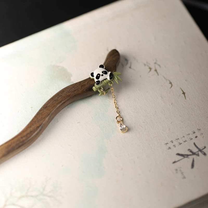 KarmaRipple's Ebony Panda Bamboo Tassel Courage Hairpin p2