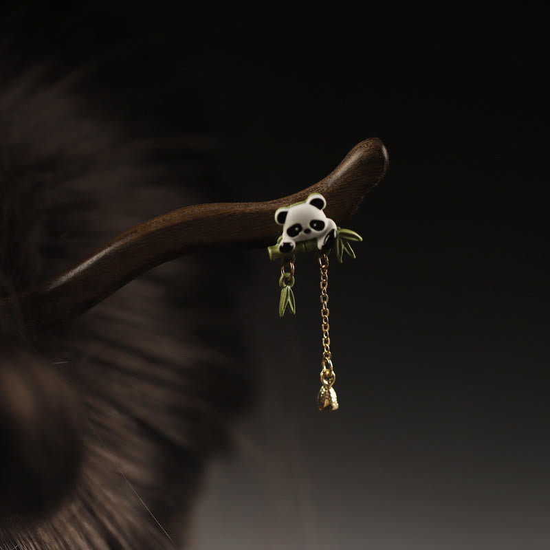 KarmaRipple's Ebony Panda Bamboo Tassel Courage Hairpin p1