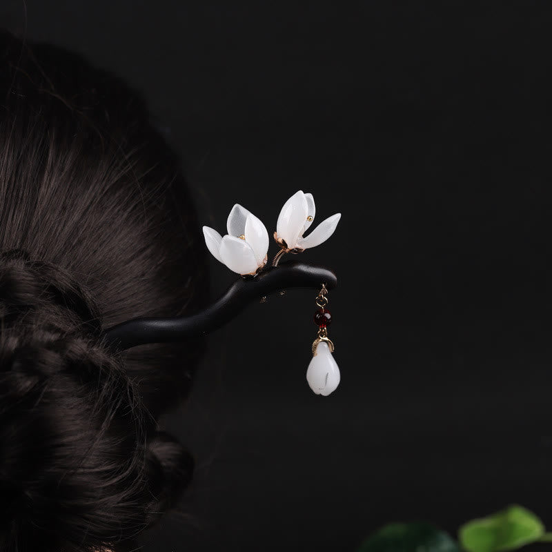 KarmaRipple's Ebony Magnolia Flower Petals Blessing Hairpin p1