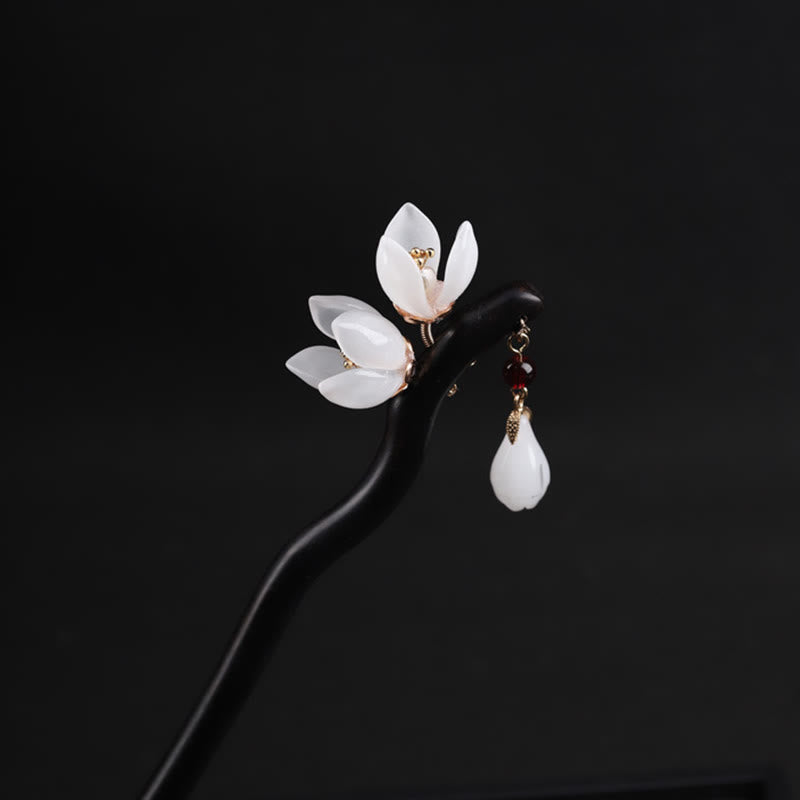 KarmaRipple's Ebony Magnolia Flower Petals Blessing Hairpin p7