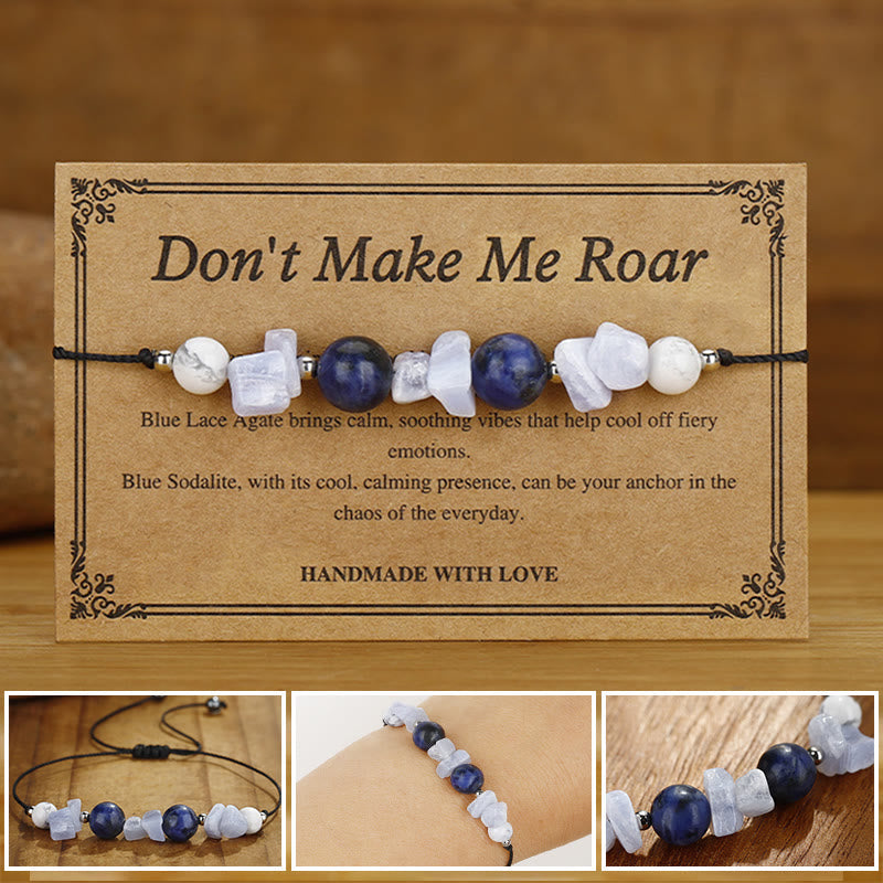 KarmaRipple's Don't Make Me Roar Purple Agate Blue Lace Agate Blue Sodalite Protection Bracelet p1