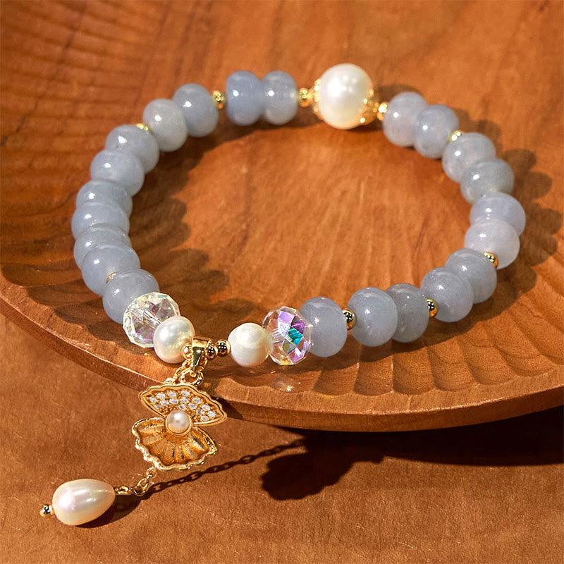 KarmaRipple's Authentic Aquamarine Pearl Shell Balancing Bead Bracelet p6