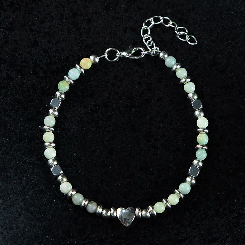KarmaRipple's Authentic Stone Amazonite Amethyst Lazurite Rose Quartz Heart Positive Balance Bracelet p5