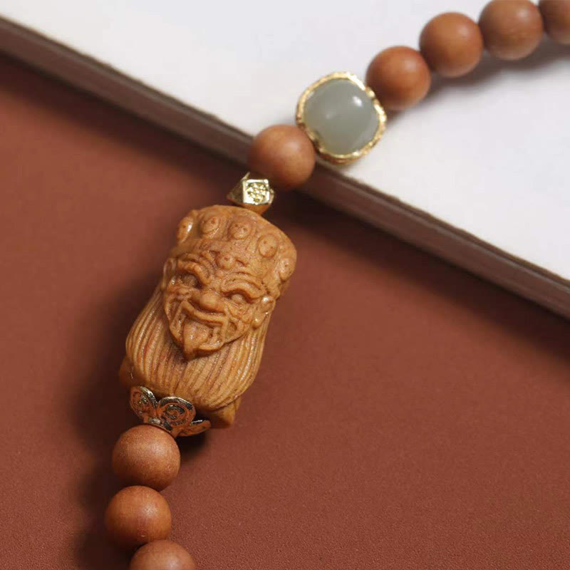 KarmaRipple's Tibetan Zakiram Goddess Of Wealth Hetian Jade Sandalwood Prosperity Bracelet p5