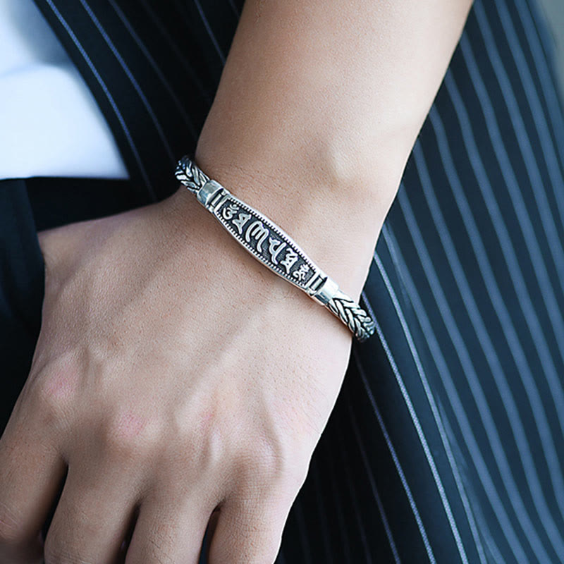 KarmaRipple's Tibetan Bronze Weave Om Mani Padme Hum Relief Vajra Peace Metal Bracelet p5