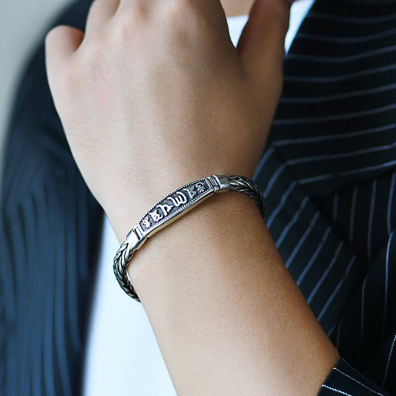 KarmaRipple's Tibetan Bronze Weave Om Mani Padme Hum Relief Vajra Peace Metal Bracelet p13