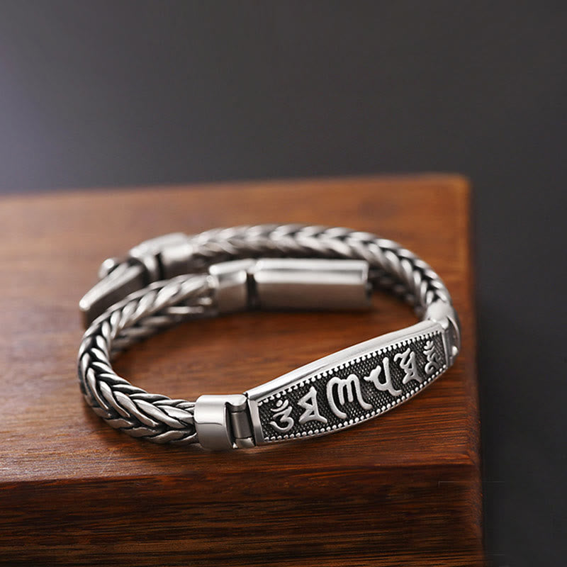 KarmaRipple's Tibetan Bronze Weave Om Mani Padme Hum Relief Vajra Peace Metal Bracelet p4