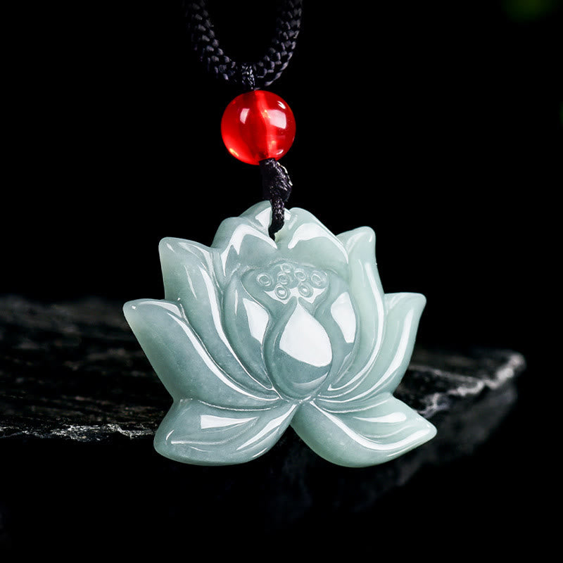 KarmaRipple's Lotus Flower Pattern Carved Jade Prosperity Pendant Necklace p13