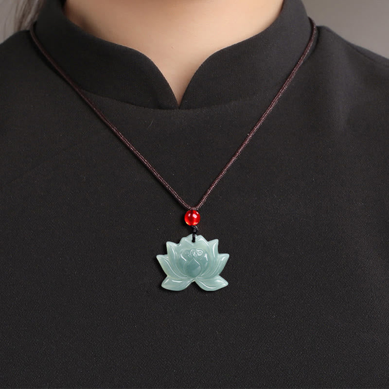 KarmaRipple's Lotus Flower Pattern Carved Jade Prosperity Pendant Necklace p11