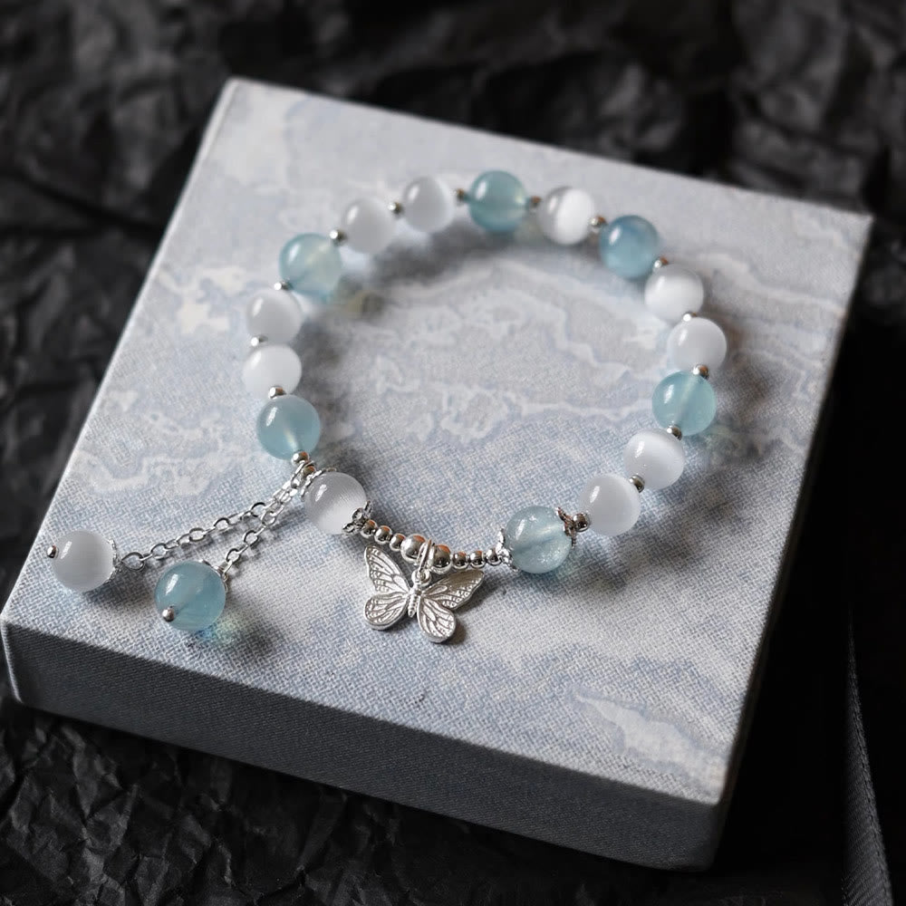 KarmaRipple's Cat's Eye Aquamarine Butterfly Talisman Support Bracelet p15