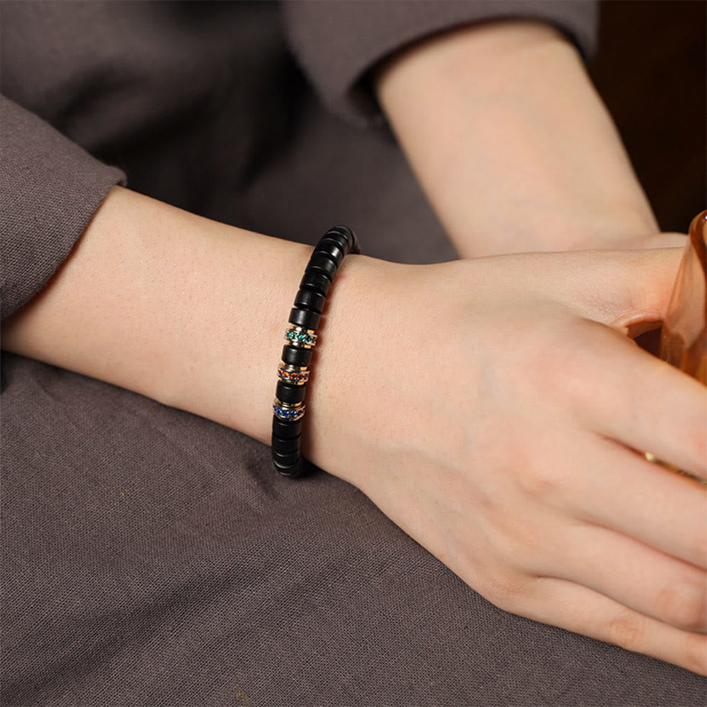 KarmaRipple's Ebony Wood Small Leaf Red Sandalwood Zircon Peace Bracelet p6