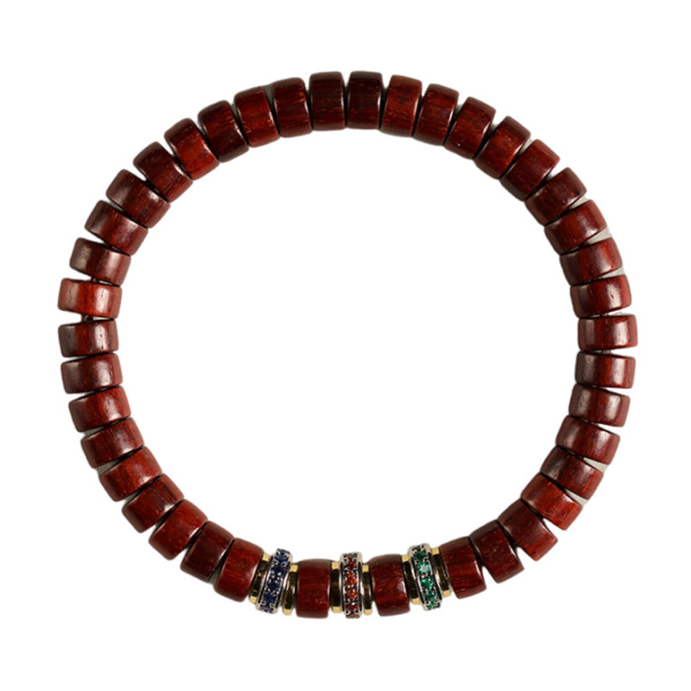 KarmaRipple's Ebony Wood Small Leaf Red Sandalwood Zircon Peace Bracelet p11
