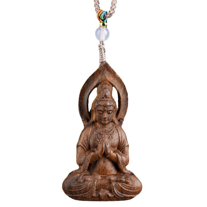 KarmaRipple's Qinan Agarwood Avalokitesvara Carved Peace Pendant Necklace p9