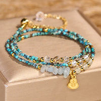 KarmaRipple's Turquoise Beaded Strength Triple Wrap Bracelet
