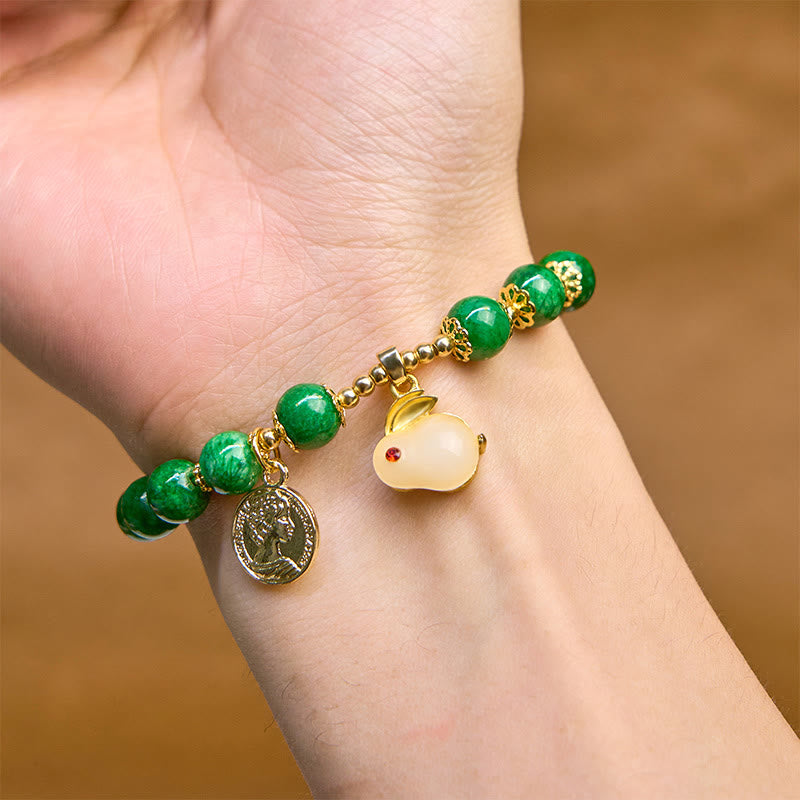KarmaRipple's Green Calcite Lovely Rabbit Talisman Clarity Bracelet p5
