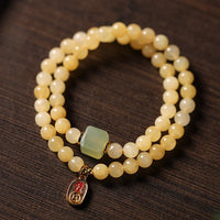 KarmaRipple's Topaz Beadwork Jade Cube Double Circle Wealth Bracelet