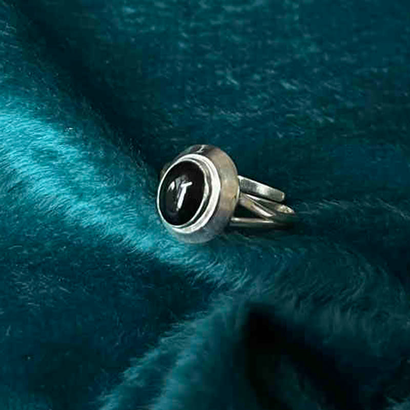 KarmaRipple's 925 Sterling Silver Handmade Black Onyx Fortune Adjustable Ring p15