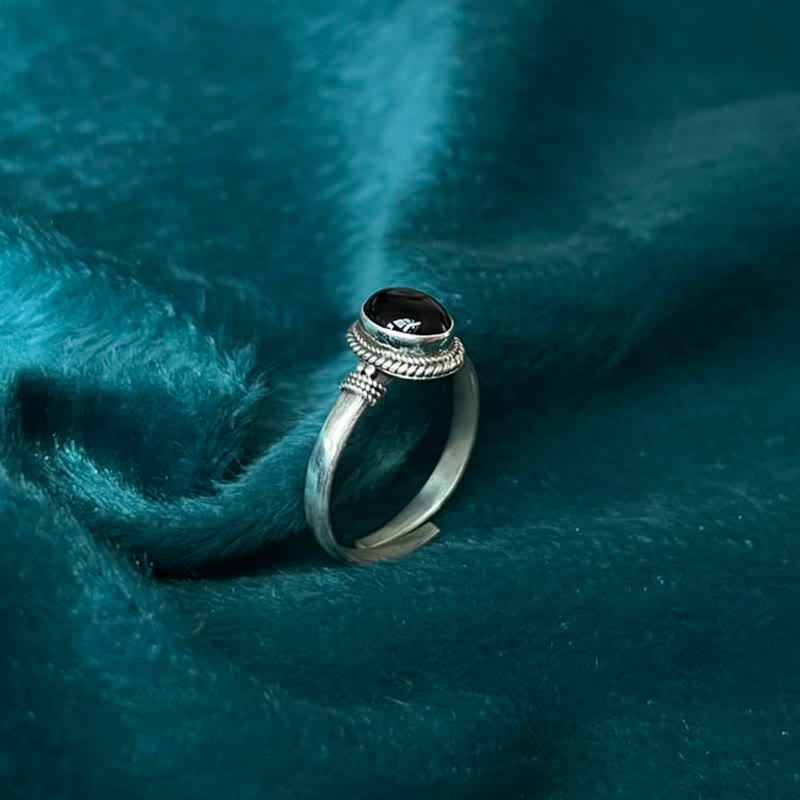 KarmaRipple's 925 Sterling Silver Handmade Black Onyx Fortune Adjustable Ring p5