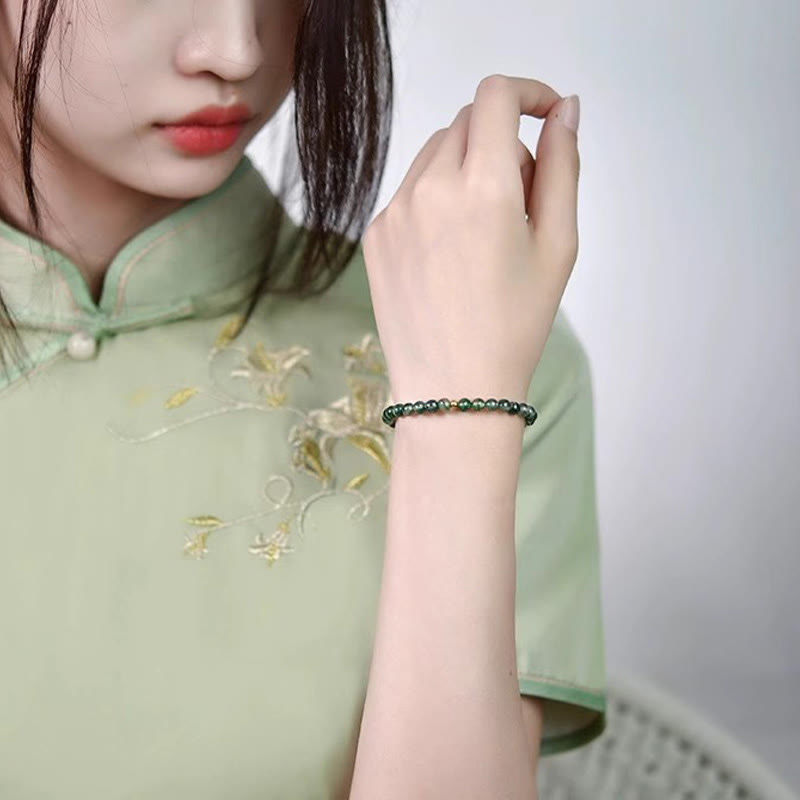 KarmaRipple's Moss Agate Fortunate Bead Soothing Bracelet p5