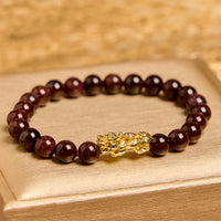 KarmaRipple's Authentic Garnet Beadwork PiXiu Protection Bracelet