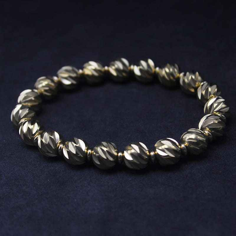 KarmaRipple's Vintage Distressed Knife Carving Pattern Bronze Brass Beadwork Wealth Bracelet p33