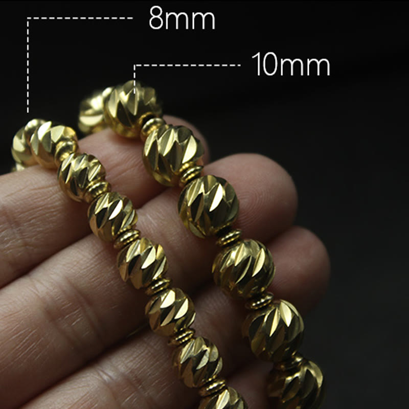 KarmaRipple's Vintage Distressed Knife Carving Pattern Bronze Brass Beadwork Wealth Bracelet p17