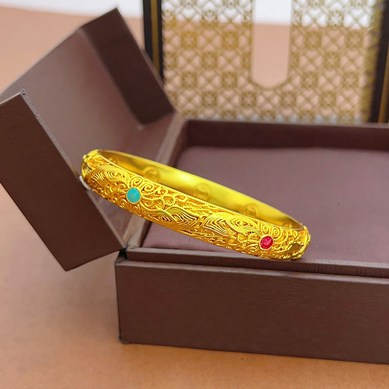 KarmaRipple's Bronze Plated Gold Flowers Leaves Fortune Bracelet Bangle p9