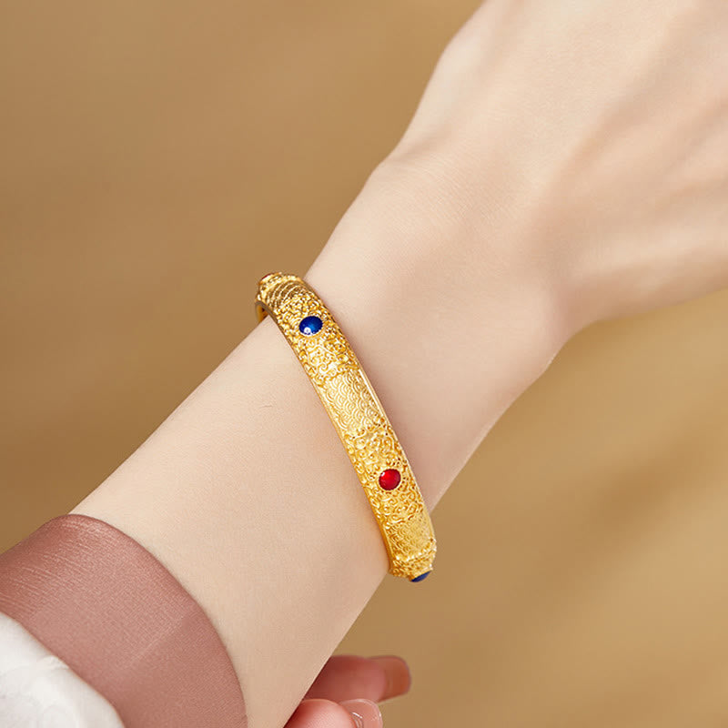 KarmaRipple's 925 Sterling Silver Golden Auspicious Clouds Hollow Design Protection Bracelet Bangle 2.20 IN (56 MM) p4