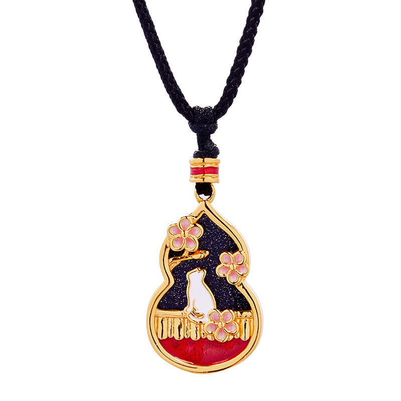 KarmaRipple's 925 Sterling Silver Peach Blossom Cat Gourd Pattern Protection Pendant Necklace p9