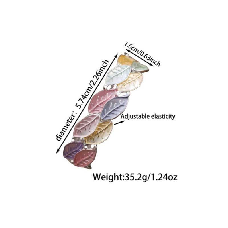 KarmaRipple's Colorful Leaves Alloy Fortune Elastic Bracelet Bangle p5