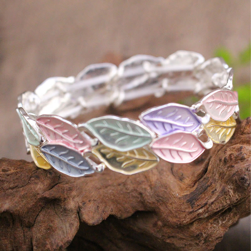 KarmaRipple's Colorful Leaves Alloy Fortune Elastic Bracelet Bangle p2