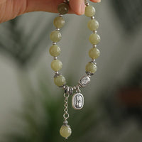 KarmaRipple's 925 Sterling Silver Hetian Jade Beadwork Fortune Bracelet