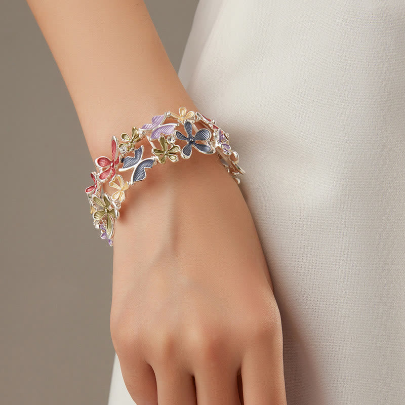 KarmaRipple's Colorful Butterfly Flowers Love Alloy Elastic Bracelet Bangle p6