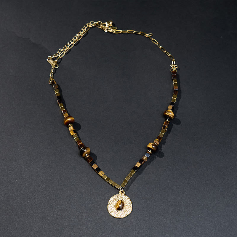 KarmaRipple's Authentic Tiger Eye Square Protection Titanium Steel Pendant Necklace p3