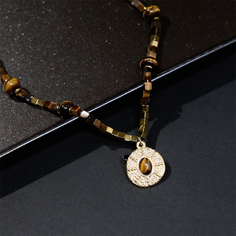 KarmaRipple's Authentic Tiger Eye Square Protection Titanium Steel Pendant Necklace p11