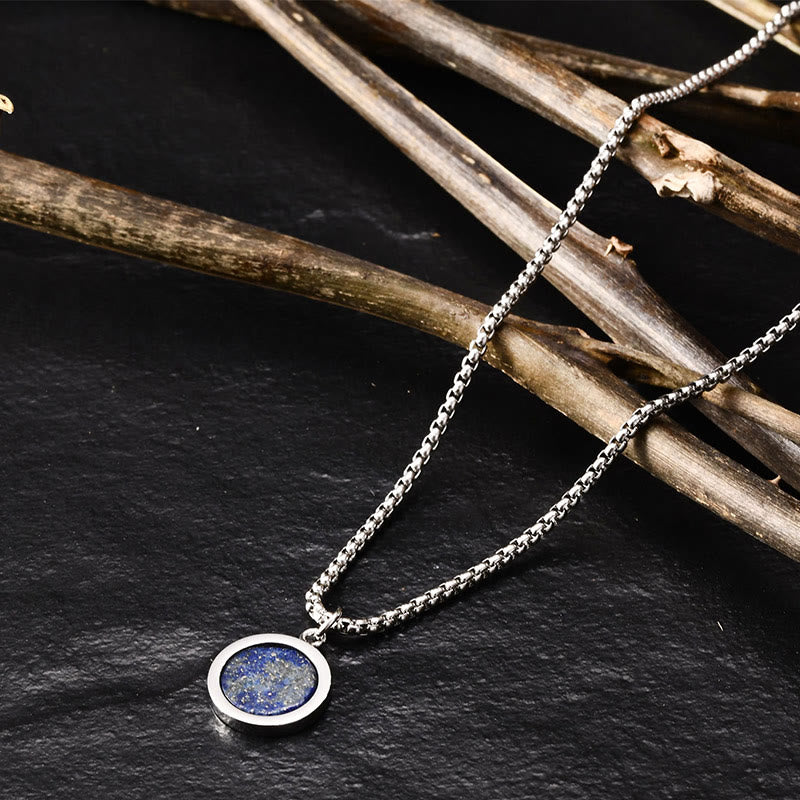 KarmaRipple's Authentic Stone Turquoise Tiger Eye Lazurite Malachite Titanium Steel Purification Pendant Necklace p3