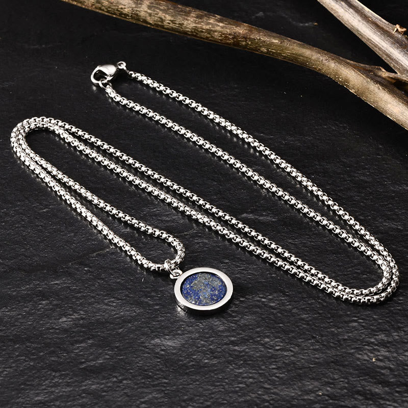 KarmaRipple's Authentic Stone Turquoise Tiger Eye Lazurite Malachite Titanium Steel Purification Pendant Necklace p17