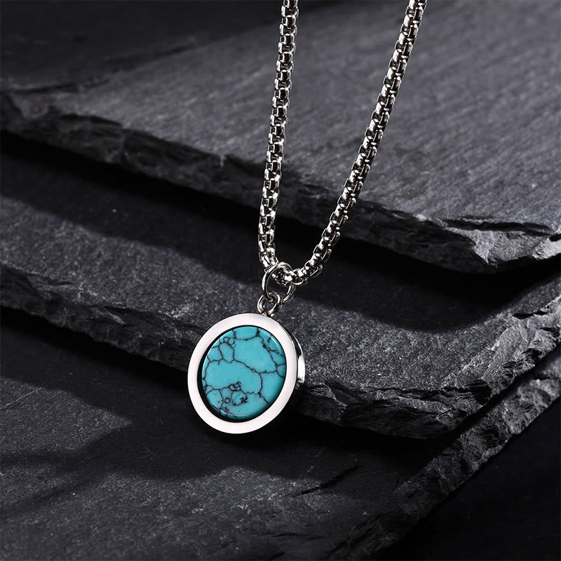 KarmaRipple's Authentic Stone Turquoise Tiger Eye Lazurite Malachite Titanium Steel Purification Pendant Necklace p6