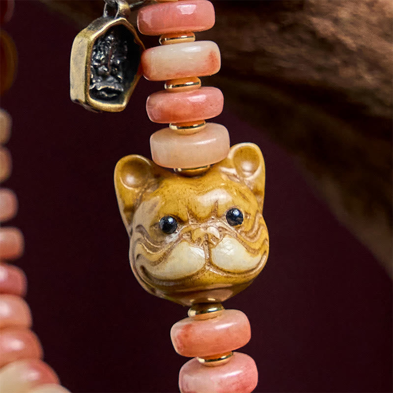 KarmaRipple's Authentic Tibetan Camel Bone Purple Blood Beadwork Pug Fortune Bracelet p5