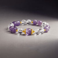 KarmaRipple's 925 Sterling Silver Authentic Amethyst Ivory Gemstone Balance Bracelet