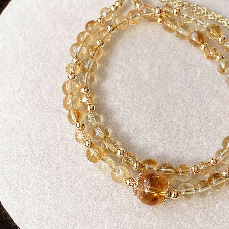 KarmaRipple's Authentic Citrine Pink Gemstone Beadwork Pleasure Creativity Double Layer Bracelet p3