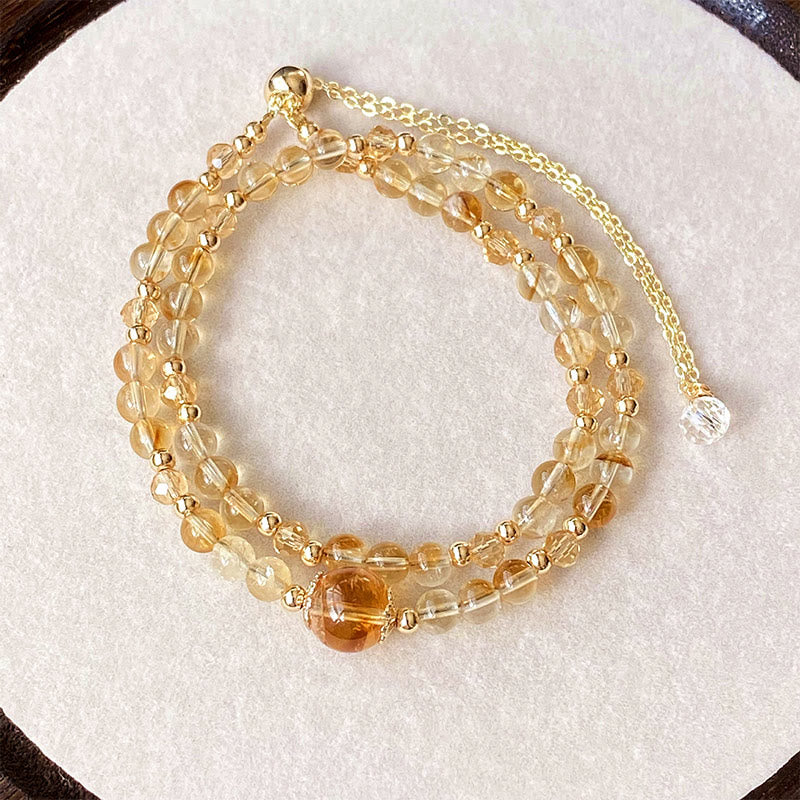 KarmaRipple's Authentic Citrine Pink Gemstone Beadwork Pleasure Creativity Double Layer Bracelet p7