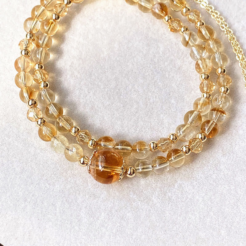 KarmaRipple's Authentic Citrine Pink Gemstone Beadwork Pleasure Creativity Double Layer Bracelet p4