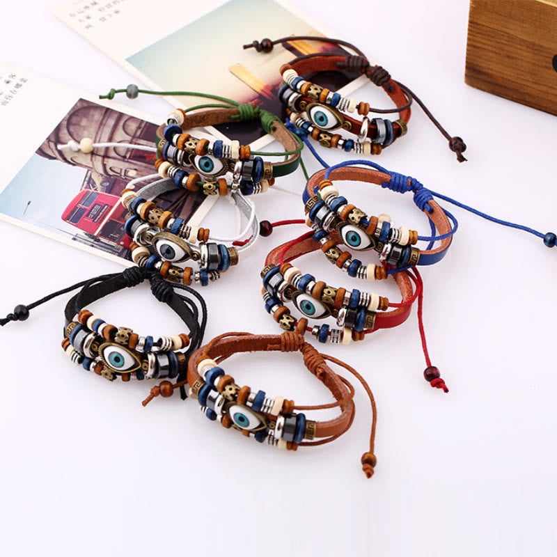 KarmaRipple's Tibetan Evil Eye Leather Adjustable Protection Bracelet p24