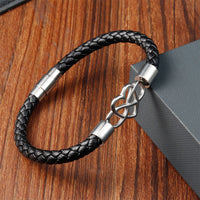 KarmaRipple's Endless Weave Heart Leather Titanium Steel Strength Buckle Bracelet