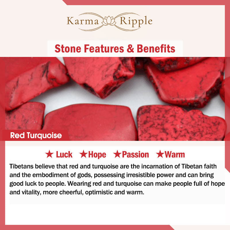 KarmaRipple's Tibetan Mala Red Turquoise Fortunate Pendant Bracelet p11