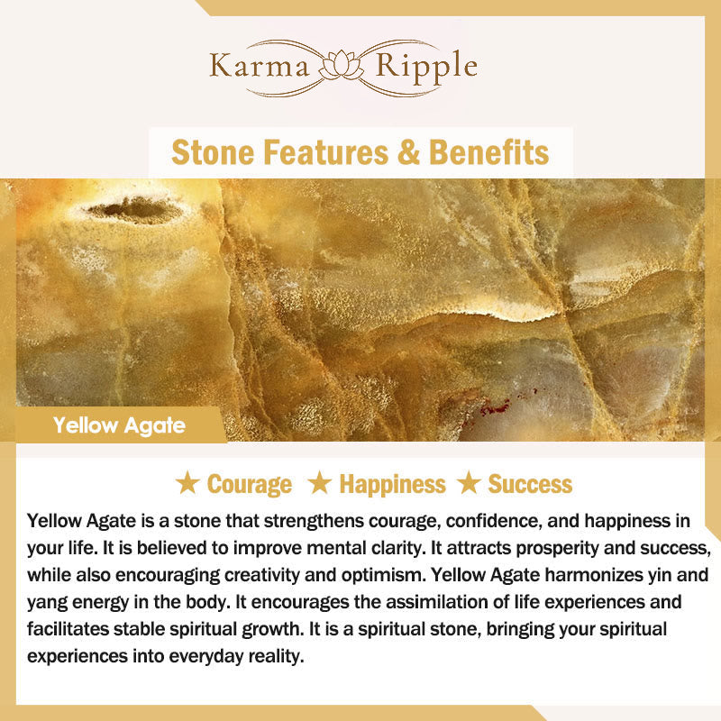 KarmaRipple's Five Elements Various Agate Gemstone Rutilated Quartz Tiger Eye Yellow Agate Citrine Fortune Bracelet p19