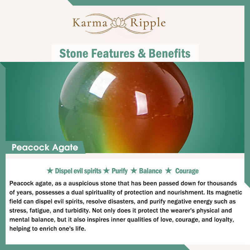 KarmaRipple's Peacock Agate Topaz Peace Buckle Nafu Balance Bracelet p6